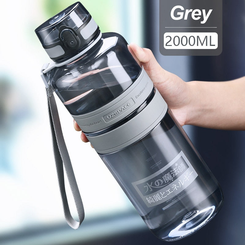 Fitness Sports Water Bottle Large Capacity Eco-Friendly Plastic Portable Leakproof Shaker Fruit Drink Bottle BPA Free