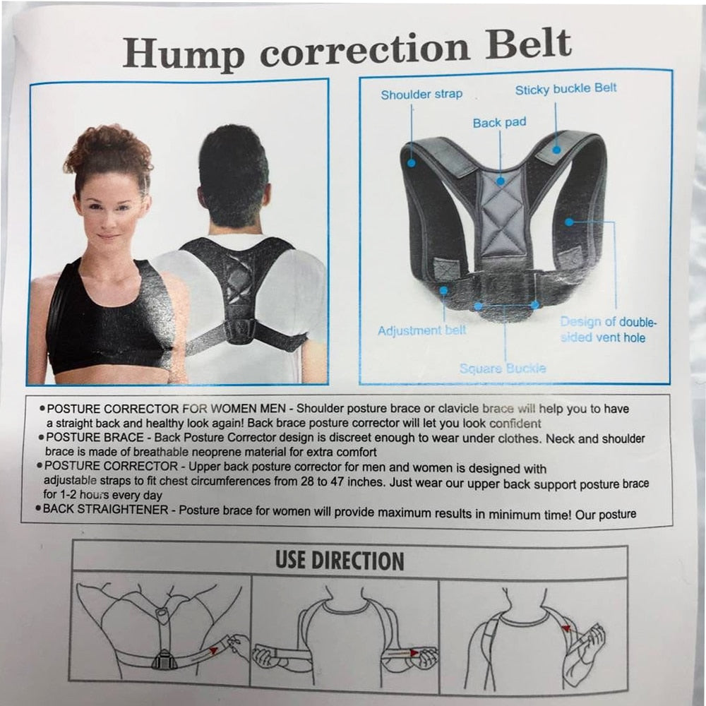 Adjustable Back Posture Corrector Brace Elastic Nylon Belt Shoulder Lumbar Spine Support Invisible Humpback Belt For Women Men