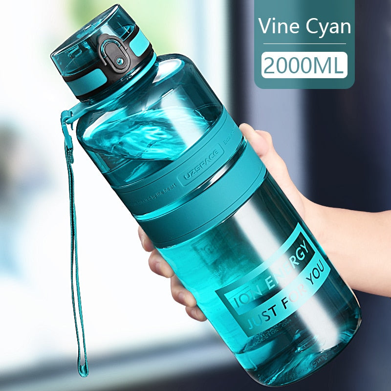 Fitness Sports Water Bottle Large Capacity Eco-Friendly Plastic Portable Leakproof Shaker Fruit Drink Bottle BPA Free