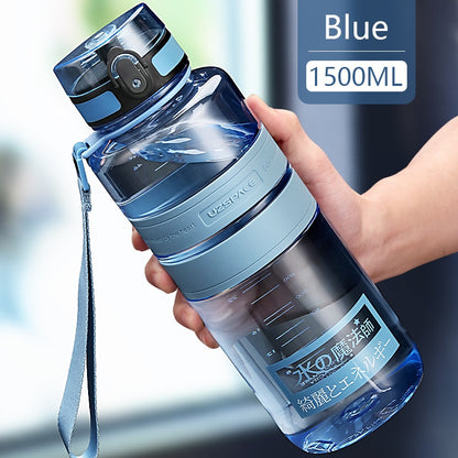 Fitness Sports Water Bottle Large Capacity Eco-Friendly Plastic Portable Leakproof Shaker Fruit Drink Bottle BPA Free