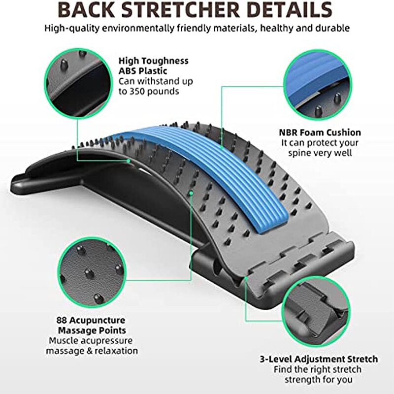 Back Stretcher Lumbar Massager Magnetic Therapy Multi-Stage Adjustment Back And Low Back Pain Relief Massager