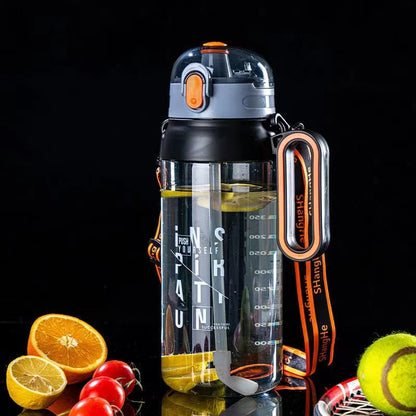 1600/2100ML Sports Water Bottle Outdoor Leak-proof Fitness Gym Training Straw Water Cup Shaker Bottle with Portable Handle