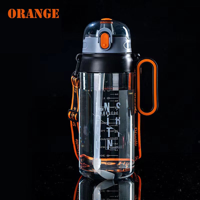 1600/2100ML Sports Water Bottle Outdoor Leak-proof Fitness Gym Training Straw Water Cup Shaker Bottle with Portable Handle