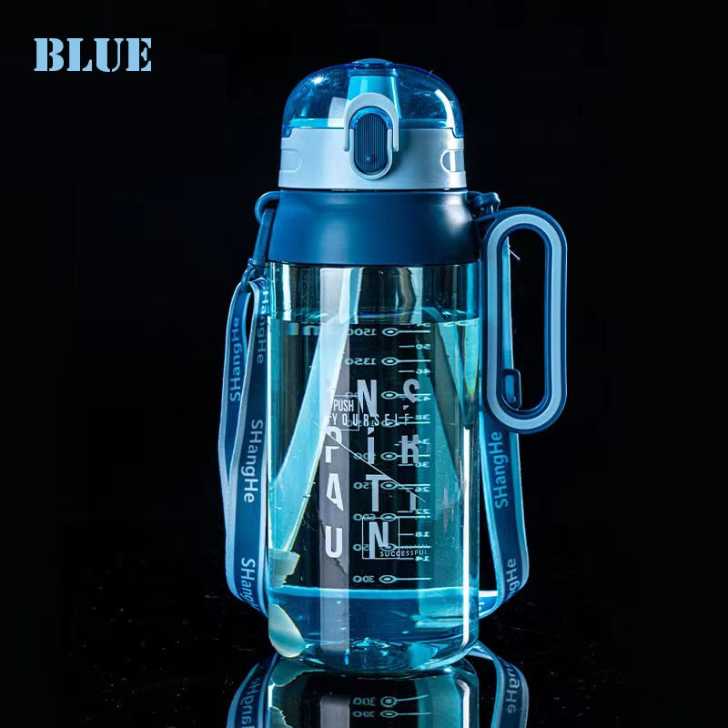 1600/2100ML Sports Water Bottle Outdoor Leak-proof Fitness Gym Training Straw Water Cup Shaker Bottle with Portable Handle